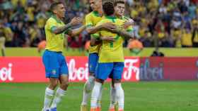 Coutinho, Neres, Richarlison y Everton celebrando un gol con Brasil / EFE
