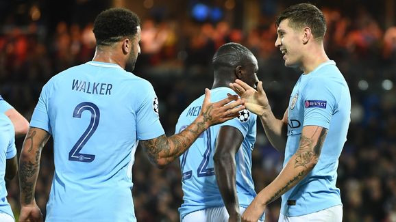 Walker, Stones y Mendy celebrando un gol de Manchester City / EFE