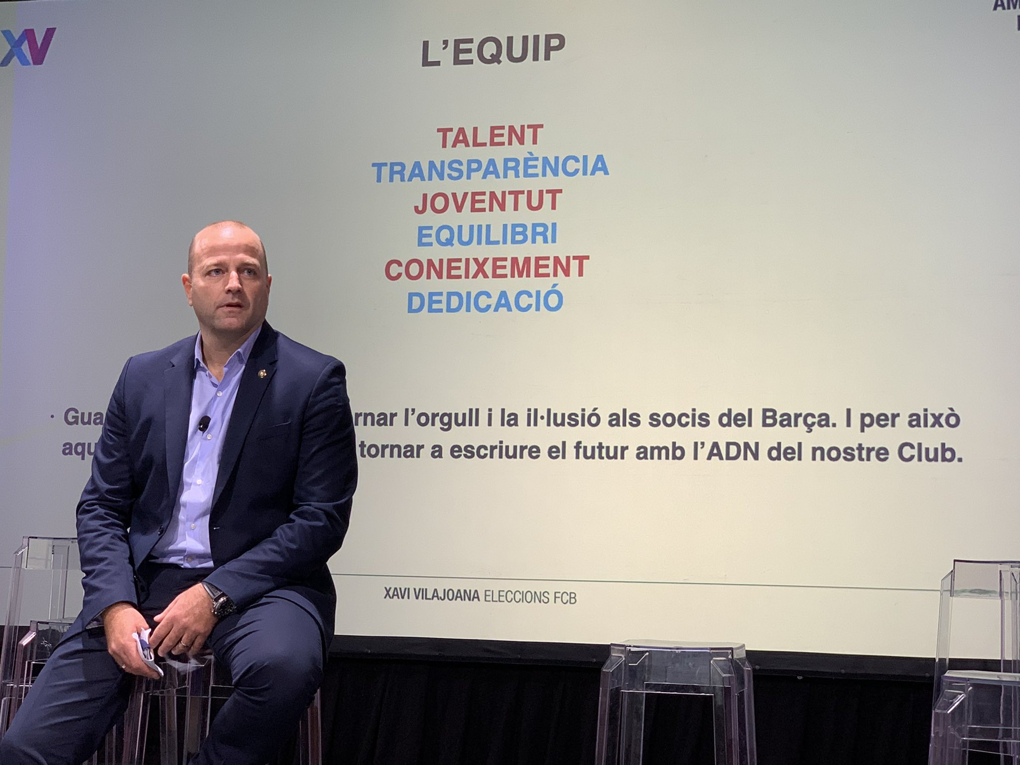 Xavier Vilajoana en la presentación de sus directivos / 'Futur amb ADN Barça'