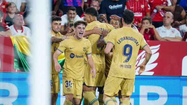 La furia de los jugadores del Barça tras el triunfo contra el Sevilla / FCB