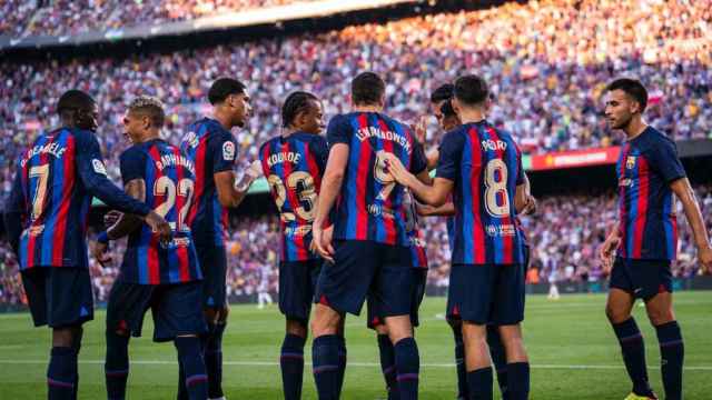 Los jugadores del Barça celebran uno de los goles contra el Real Valladolid / FCB