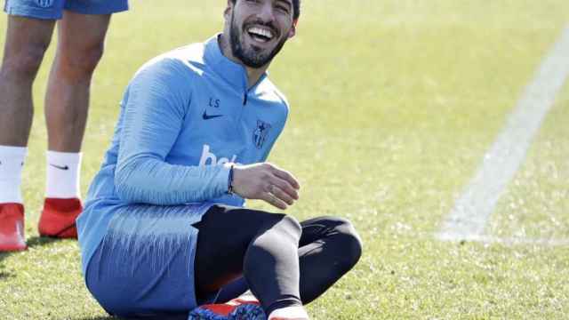 Una foto de Luis Suárez durante un entrenamiento del Barça / FCB