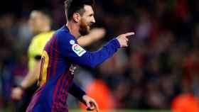 Leo Messi celebra su gol ante el Celta / EFE