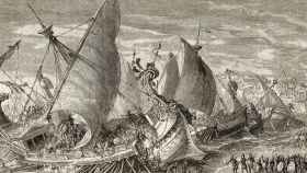 Barcos atenienses en el puerto de Siracusa durante la Guerra del Peloponeso