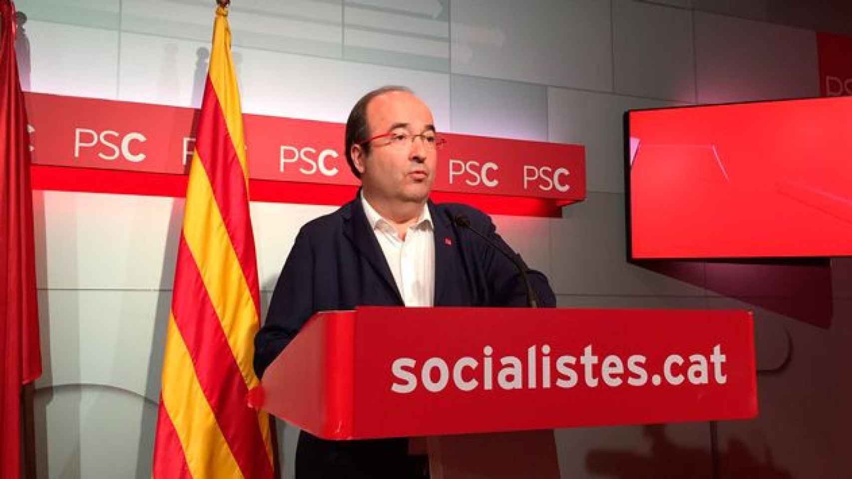 El primer secretario del PSC, Miquel Iceta, durante una rueda de prensa el pasado lunes 30 de octubre / CG