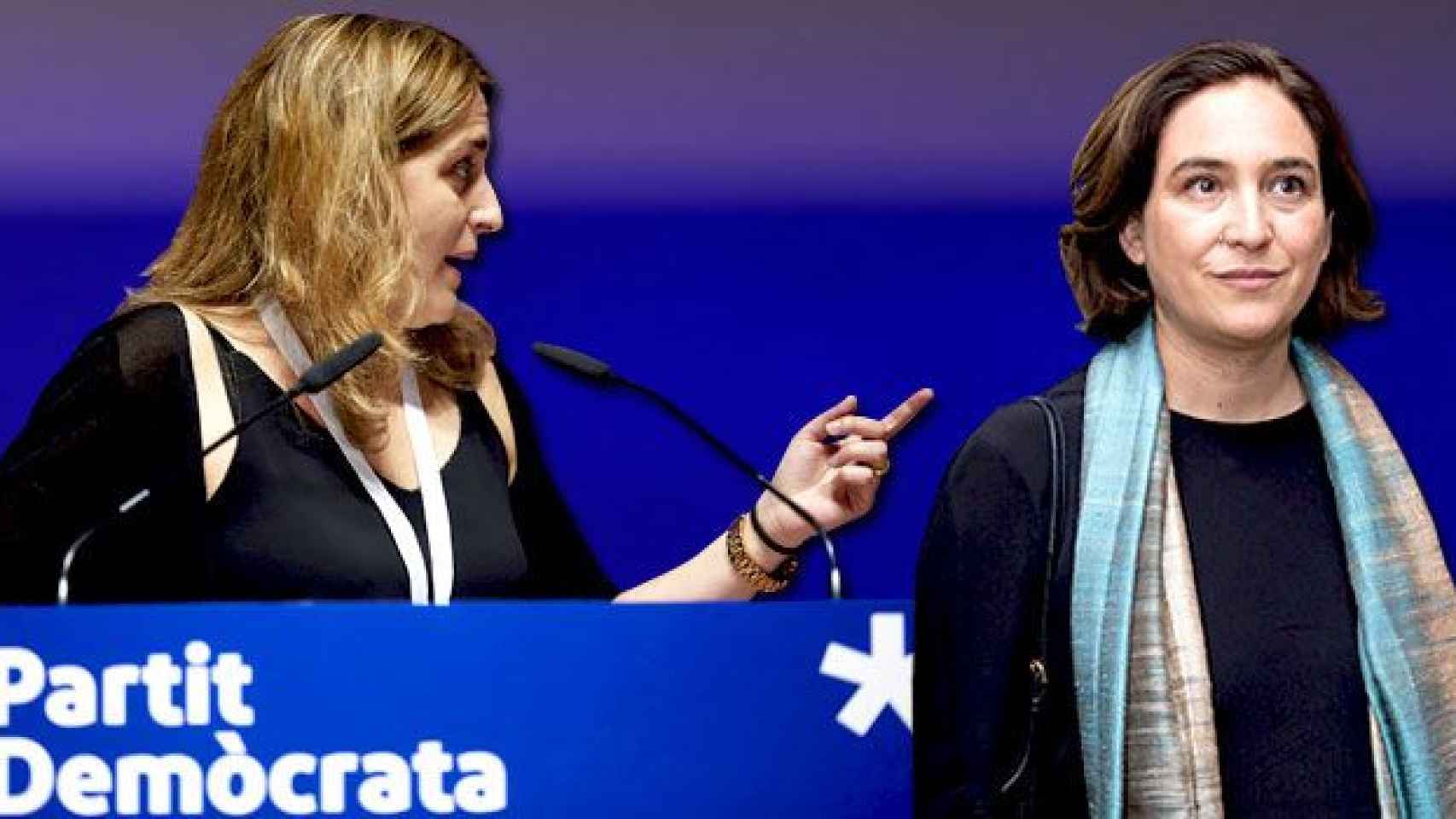 Marta Pascal (i), coordinadora general del PDECat, y Ada Colau (d), alcaldesa de Barcelona y líder de CatComú / FOTOMONTAJE DE CG