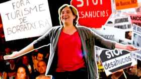 La alcaldesa Ada Colau en medio de manifestaciones contra el desahucio y el turismo de Barcelona / CG