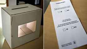 Modelo de urna y de papeleta escogido por la Generalidad para el referéndum secesionista del 9 de noviembre y para la consulta sustitutiva
