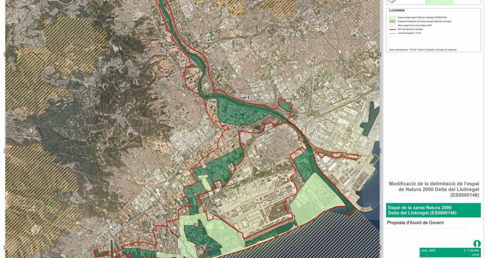 Mapa de la propuesta del Govern para ampliar la ZEPA del delta del Llobregat. En verde oscuro, las nuevas zonas / CONSEJERÍA DE ACCIÓN CLIMÁTICA