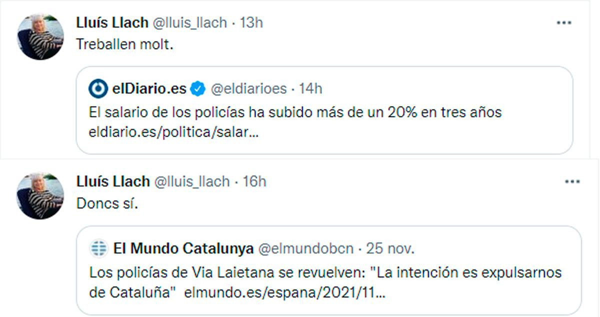 Los mensajes de Lluís Llach en Twitter