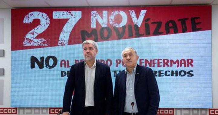 Unai Sordo (CCOO) y Pepe Álvarez (UGT) / EFE