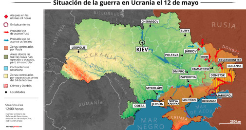 Mapa de la situación de la guerra de Ucrania este jueves / EUROPA PRESS