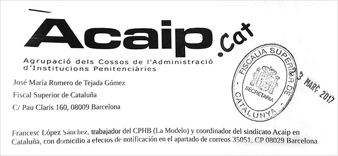 Denuncia de Acaip hacia el conseller de Justia, Carles Mundó firmada por Francesc López / CG