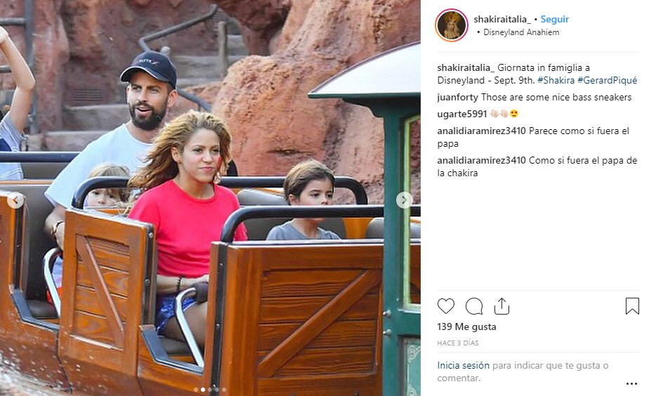 Shakira y Piqué en Disneyland / Instagram