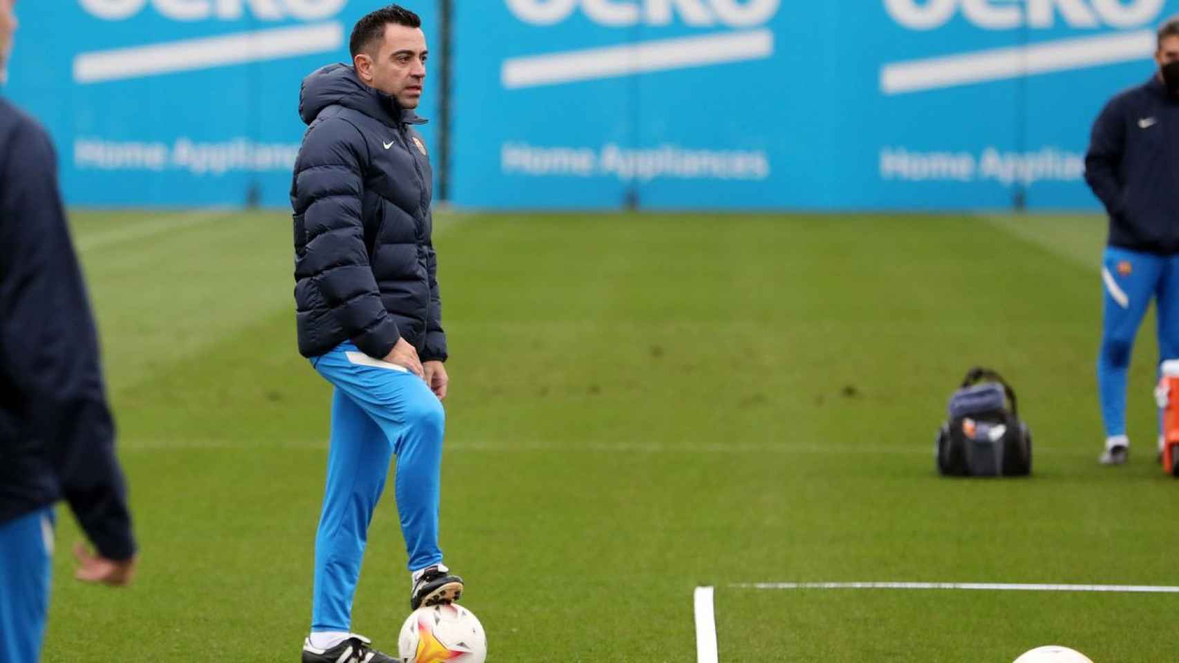 Xavi en un entrenamiento con el Barça / FCB