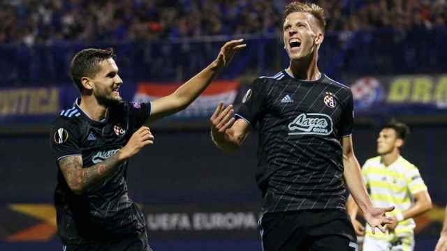 Dani Olmo celebra un gol con el Dinamo de Zagreb / EFE