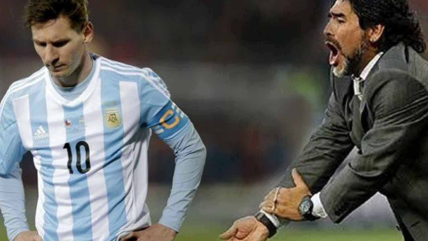 Maradona abroncando a Messi en su etapa como seleccionador / EFE
