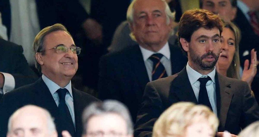 Florentino Pérez, junto al presidente de la Juventus, Agnelli, dos de los grandes defensores de la Superliga / EFE