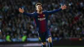 Una foto de Leo Messi celebrando un gol en el Bernabéu / EFE