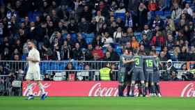 Los jugadores de la Real Sociedad celebran el gol frente al Real Madrid / EFE