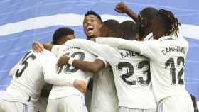 Los jugadores del Real Madrid celebran su victoria ante el Barça / REDES