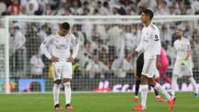 Los jugadores del Real Madrid se lamentan tras la derrota ante el Manchester City | EFE