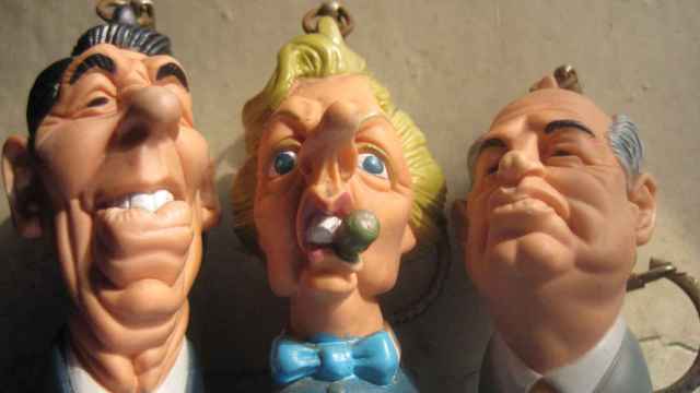 Muñecos de plástico de Reagan, Thatcher y Gorbachov de la serie de televisión cómica 'Spitting Image' (1988)