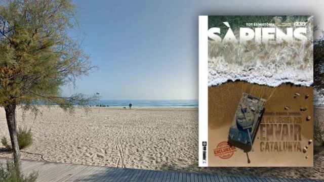 La playa de Badalona y el último número de la revista 'Sàpiens' / FOTOMONTAJE DE CG
