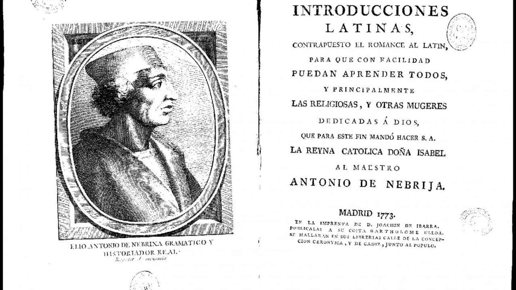 Ejemplar de las Introducciones Latinas de Nebrija.
