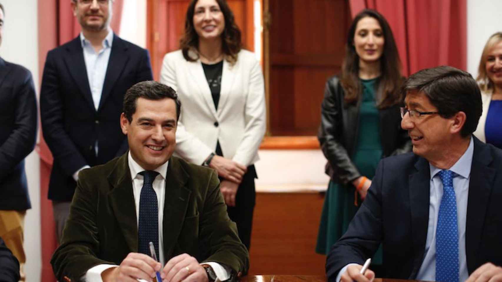 El líder del PP en Andalucía, Juanma Moreno, y el de Cs, Juan Marín / TWITTER