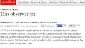 Artículo de 'The Economist' sobre Artur Mas y su proyecto secesionista