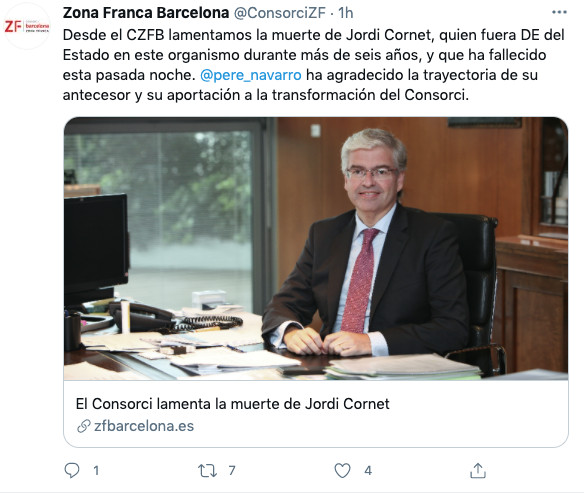Tuit del CZFB en recuerdo a Jordi Cornet / CZFB