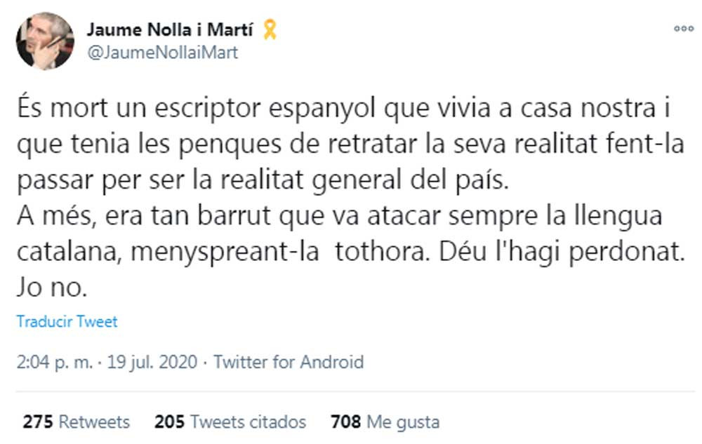 Jaume Nolla, insultando a Juan Marsé tras su fallecimiento