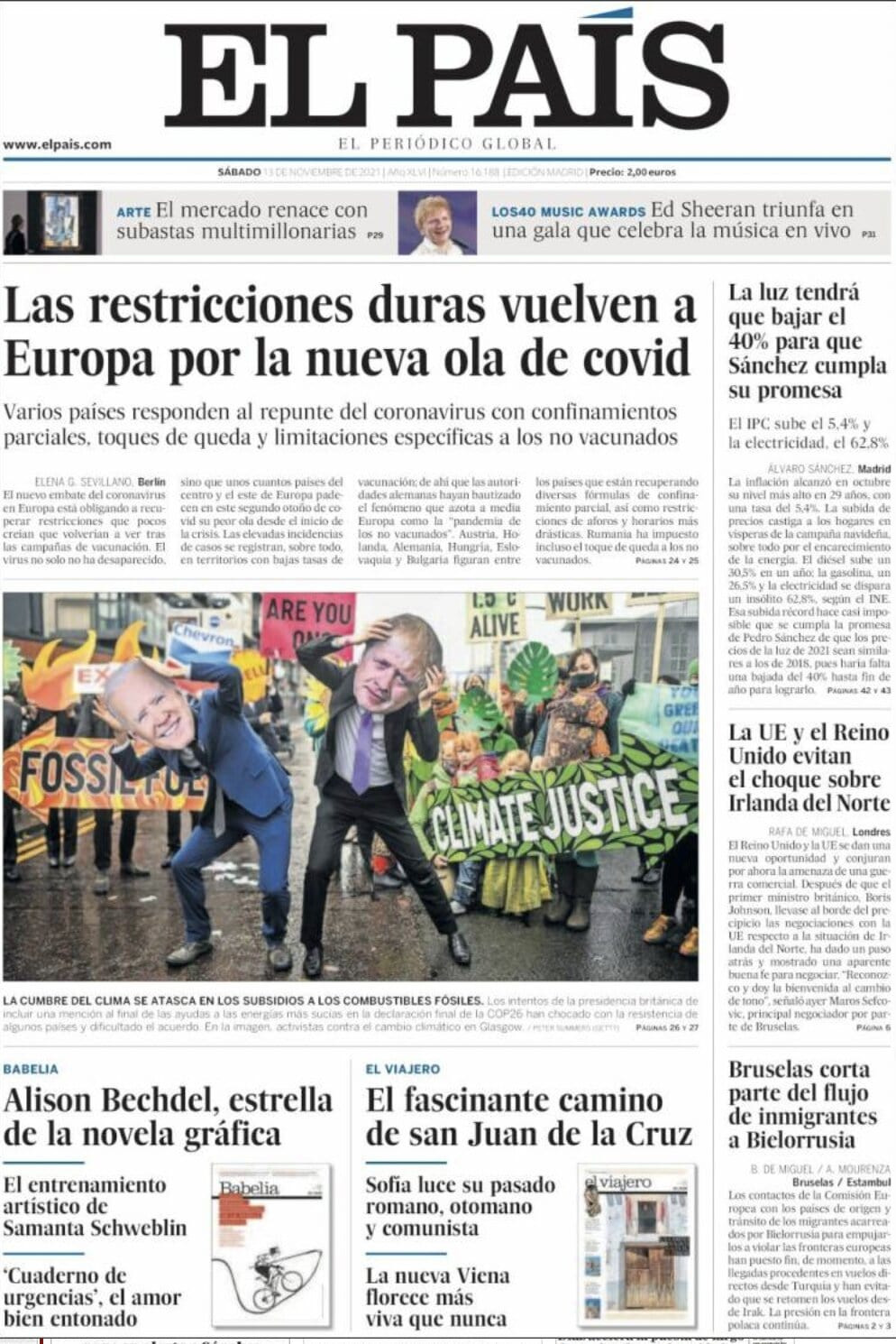 Portada de 'El País' del 13 de noviembre / KIOSKO.NET