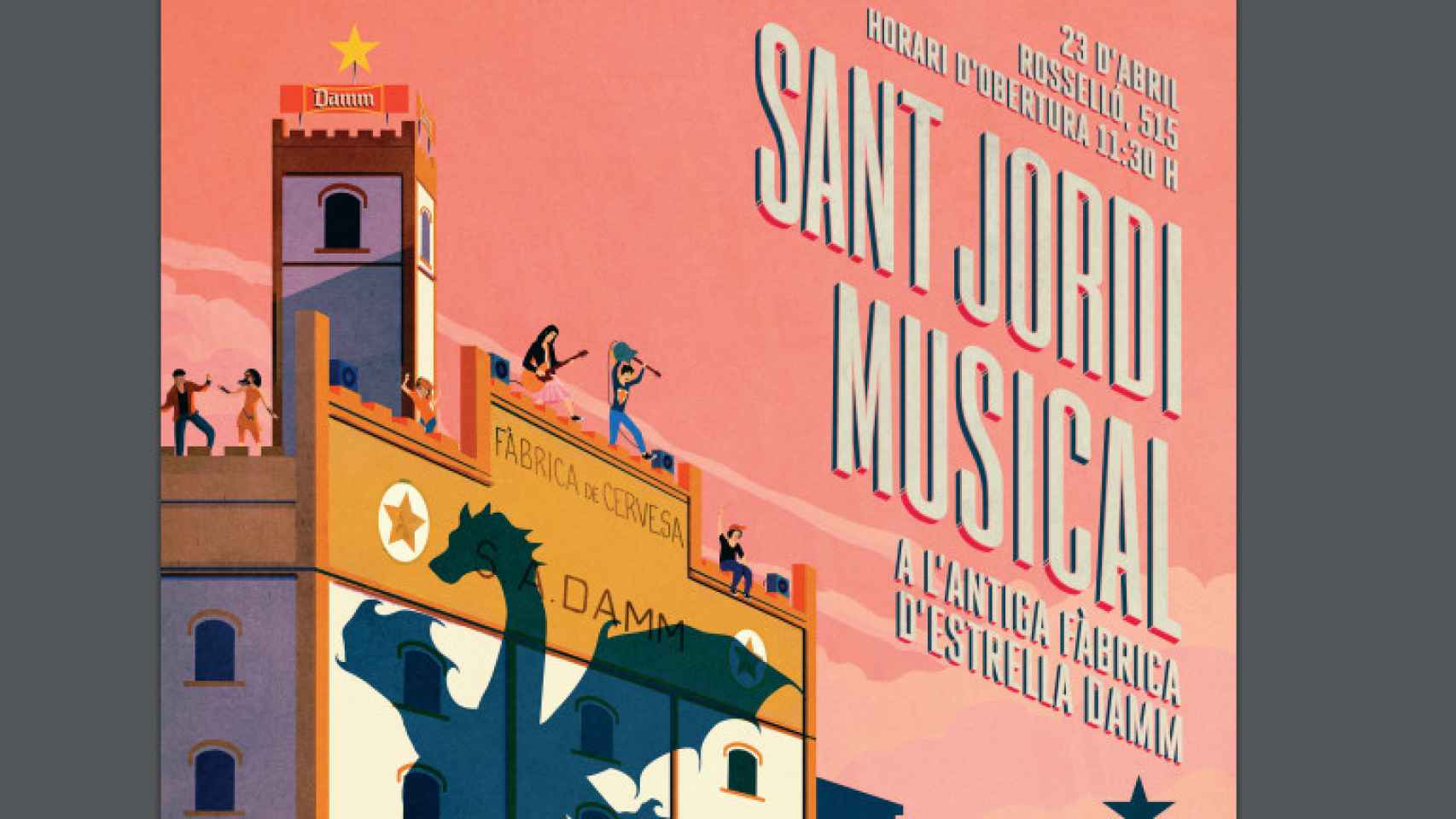 Cartel promocional del Sant Jordi Musical en la Fàbrica Damm