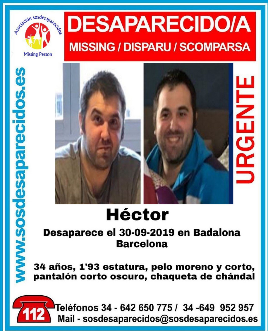 Cartel de SOS Desaparecidos con Héctor / SOS DESAPARECIDOS