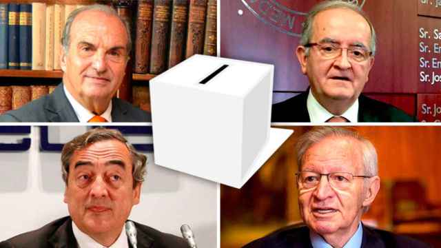 Joaquim Gay de Montellà (Foment del Treball), Josep Gonzàlez (Pimec), Miquel Valls (Cambra de Comerç) y Juan Rosell (CEOE), los patronos que deberán convocar elecciones en 2018 / CG