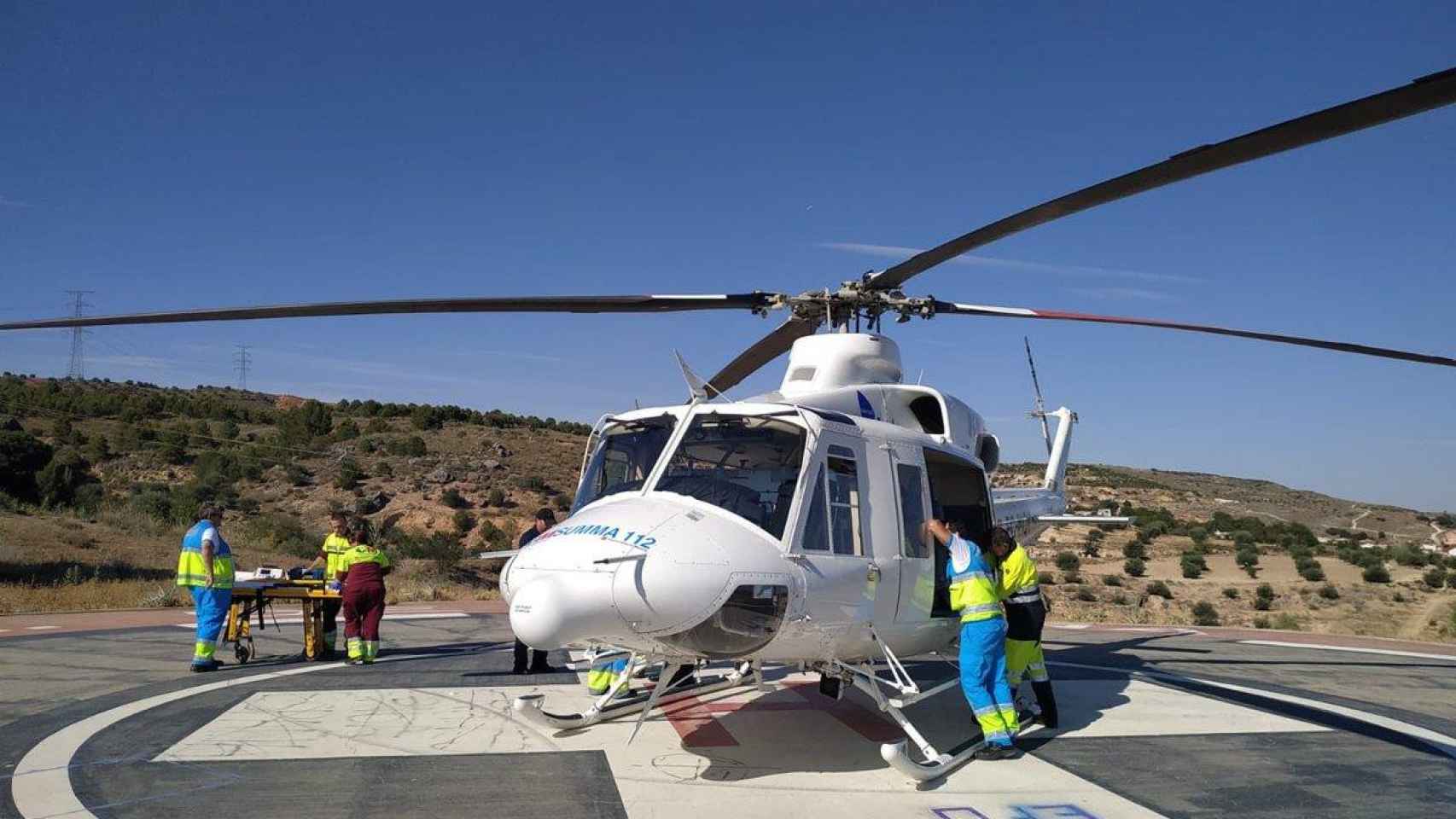 El helicóptero que trasladó al niño de dos años al hospital / EMERGENCIAS 112