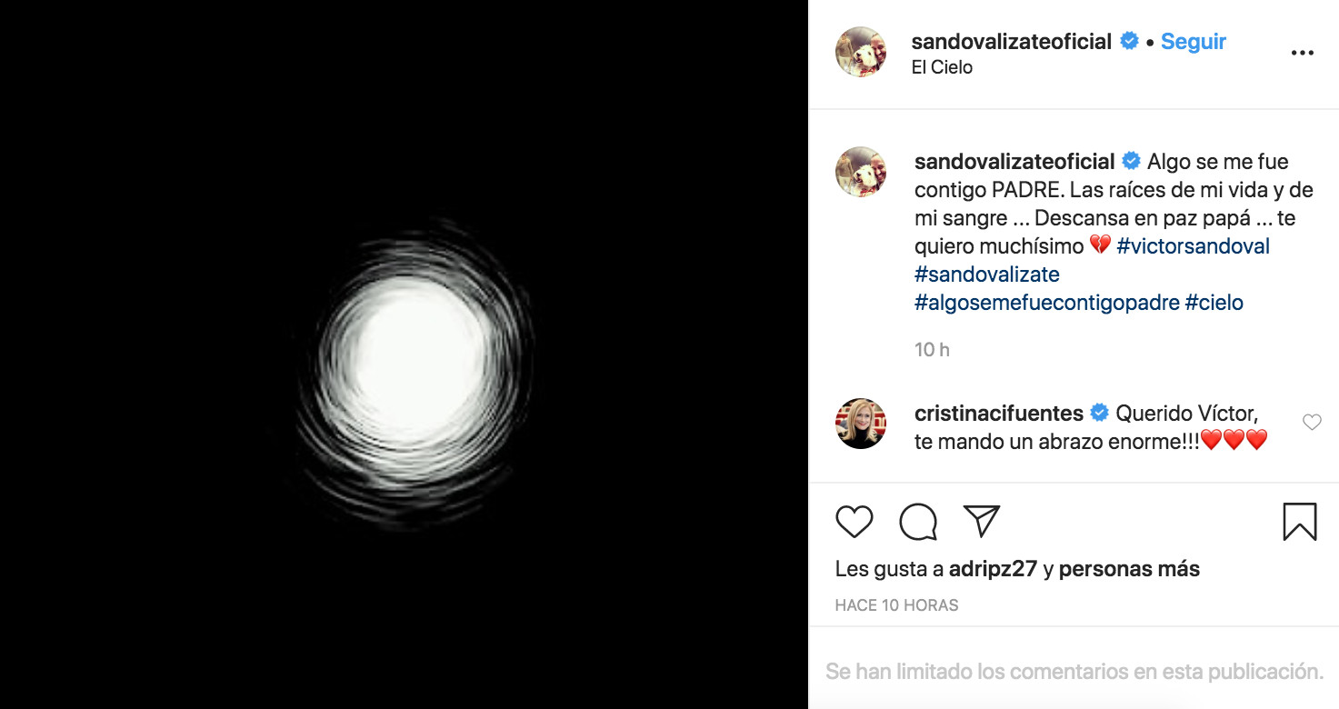 Víctor Sandoval dedica unas últimas palabras a su padre a través de las redes sociales / INSTAGRAM
