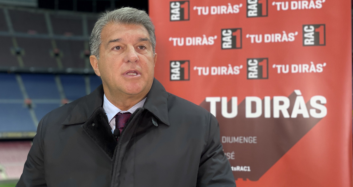 Joan Laporta, durante la entrevista con 'Tu Diràs', en el Camp Nou / RAC1