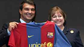 Laporta, durante el primer acuerdo del Barça con UNICEF / EFE