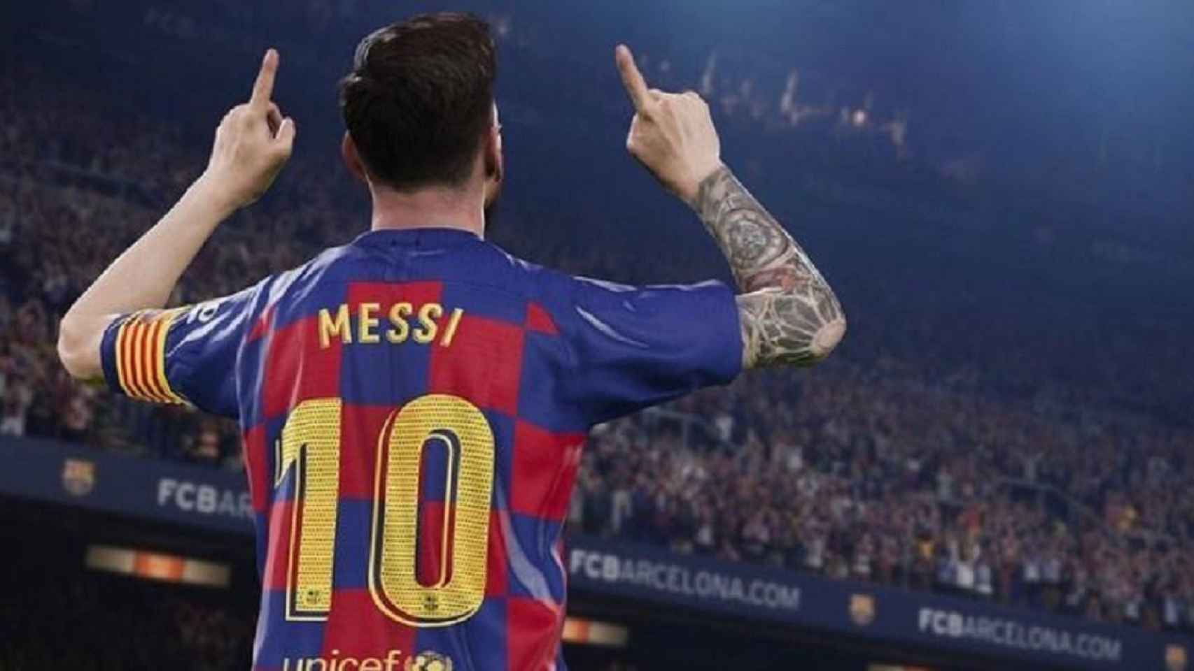 La tradicional celebración de Leo Messi en eFootball PES 2020 / FC BARCELONA