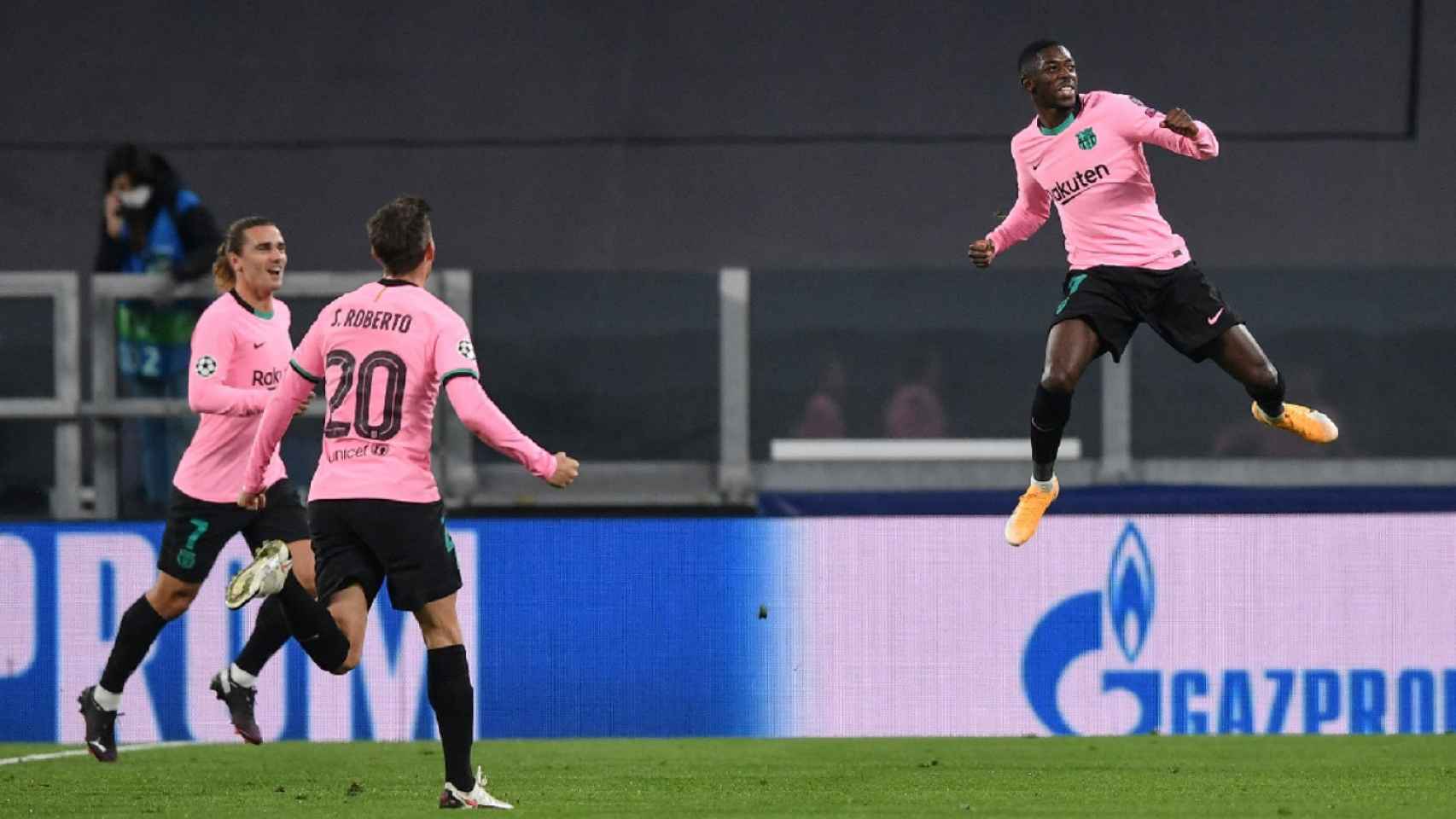 Ousmane Dembelé celebra el gol contra la Juventus / EFE