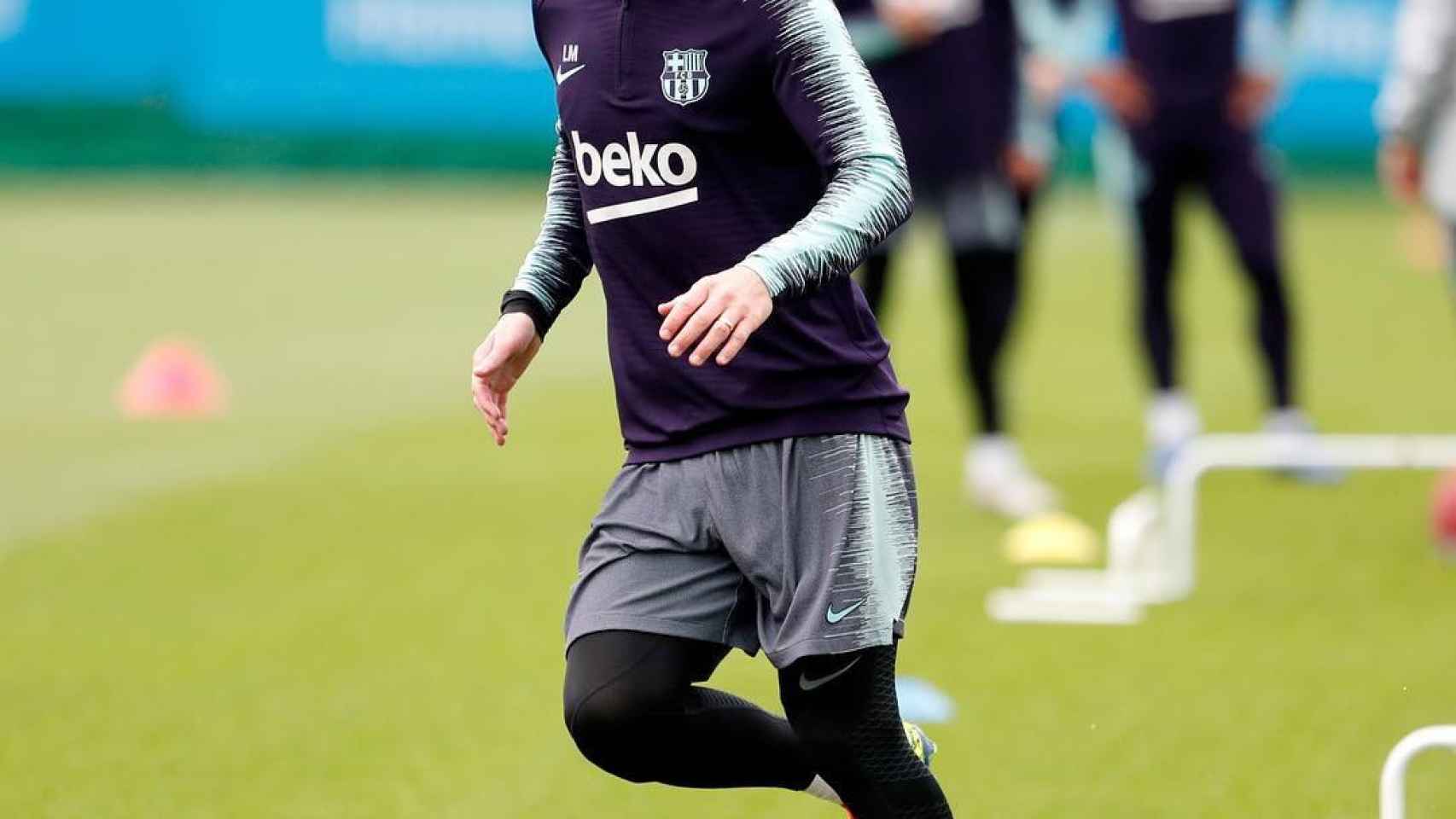 Leo Messi en uno de sus entrenamientos