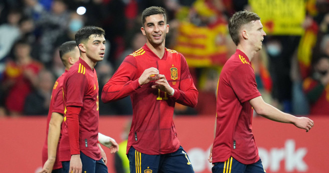 Ferran Torres celebra su gol con España SEFÚTBOL