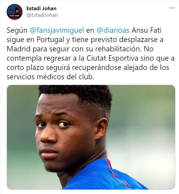 Ansu Fati no se rehabilitará en Barcelona / Twitter