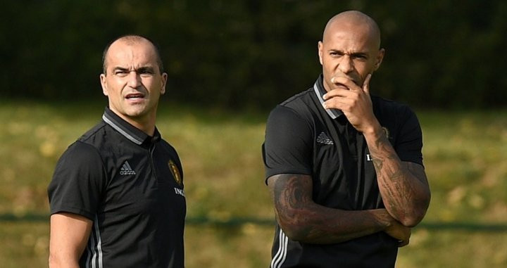Martínez y Henry en un entrenamiento de Bélgica / EFE