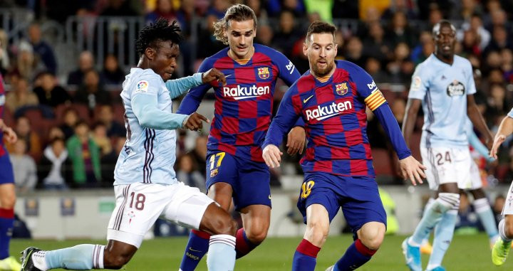 Pione Sisto con Leo Messi en el Barça - Celta de Vigo / EFE