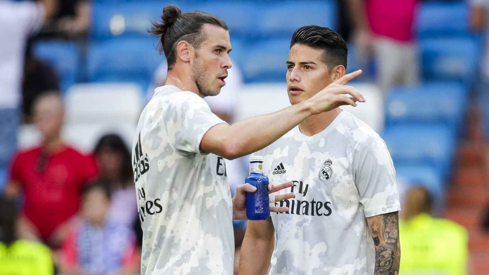 Bale y James Rodríguez, en un calentamiento con el Real Madrid | EFE