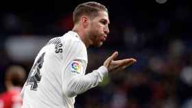 El defensa del Real Madrid Sergio Ramos celebra un gol / EFE